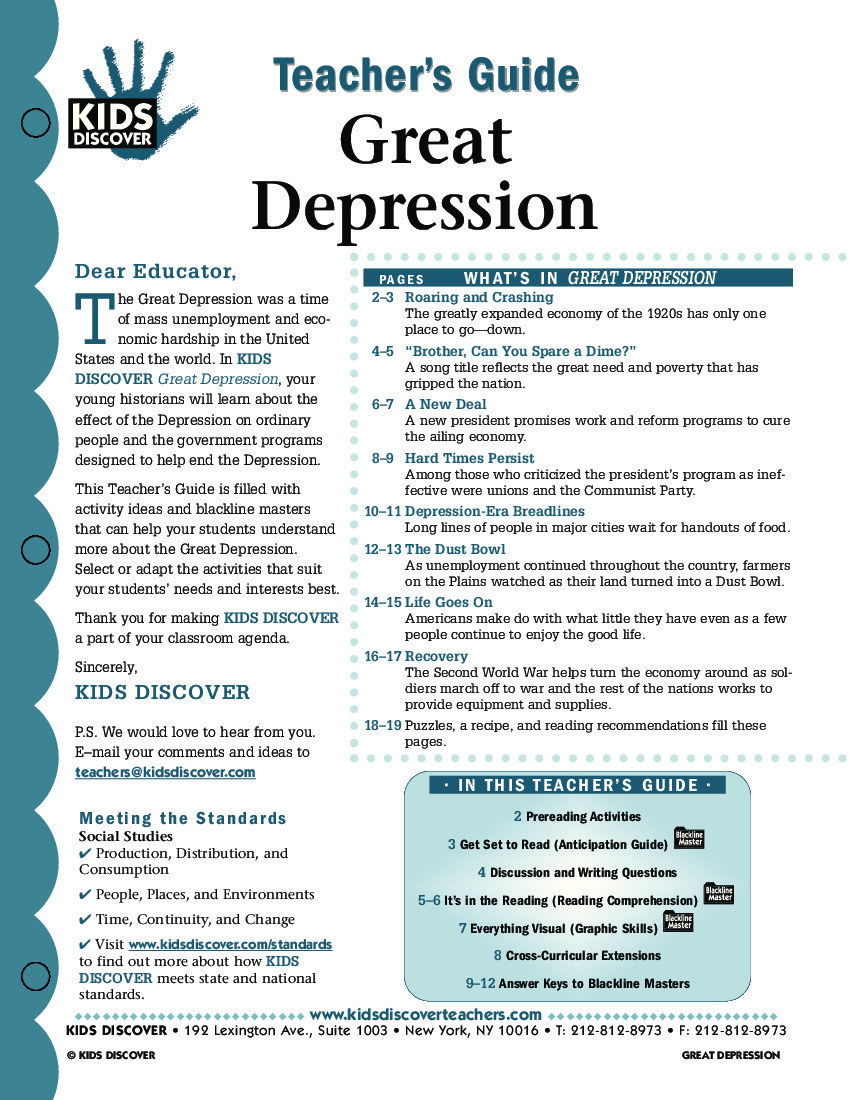 The Great Depression Worksheet